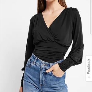 Express black ruched top balloon sleeves XS current style